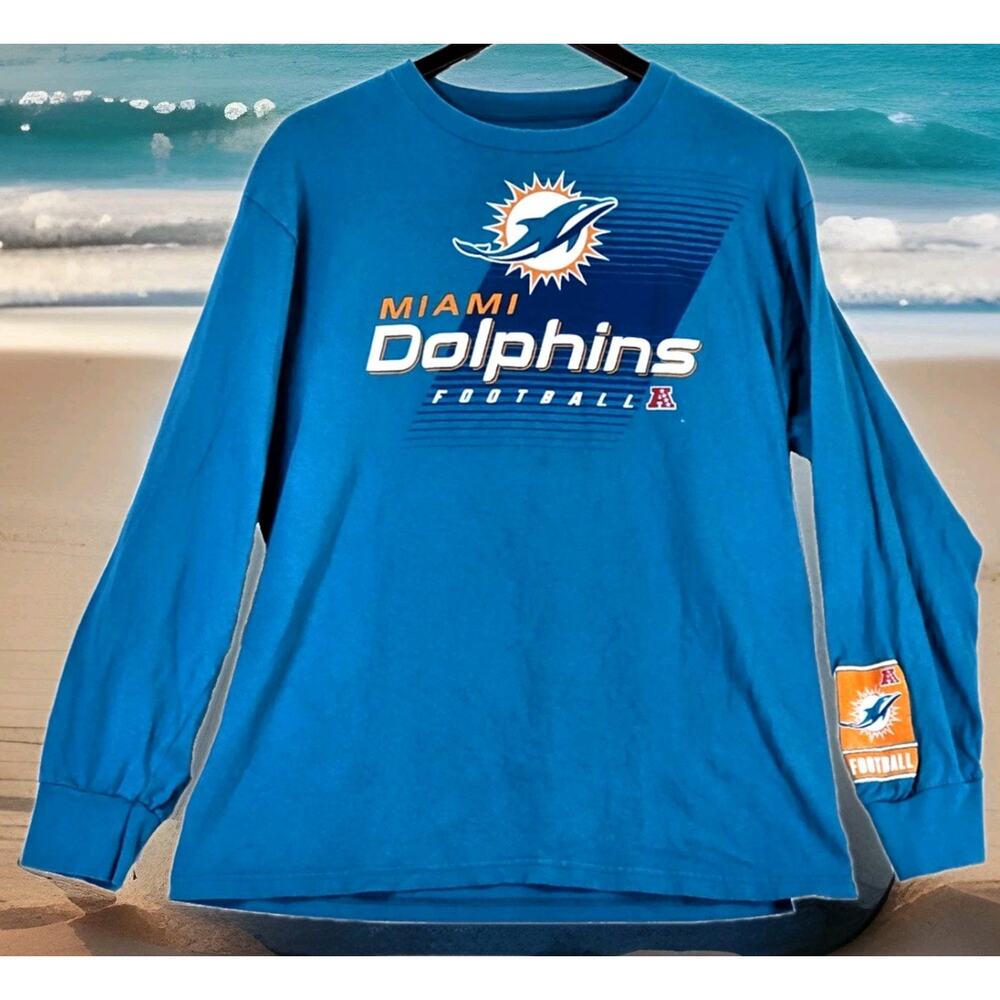 Miami Dolphins NFL Football Team Apparel Men's Long Sleeve Shirt Size Large